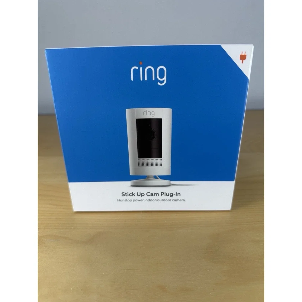 Ring Stick Up Cam Plug-In 1080p Indoor/Outdoor Camera White 8SW1S9-WEN0 NEW